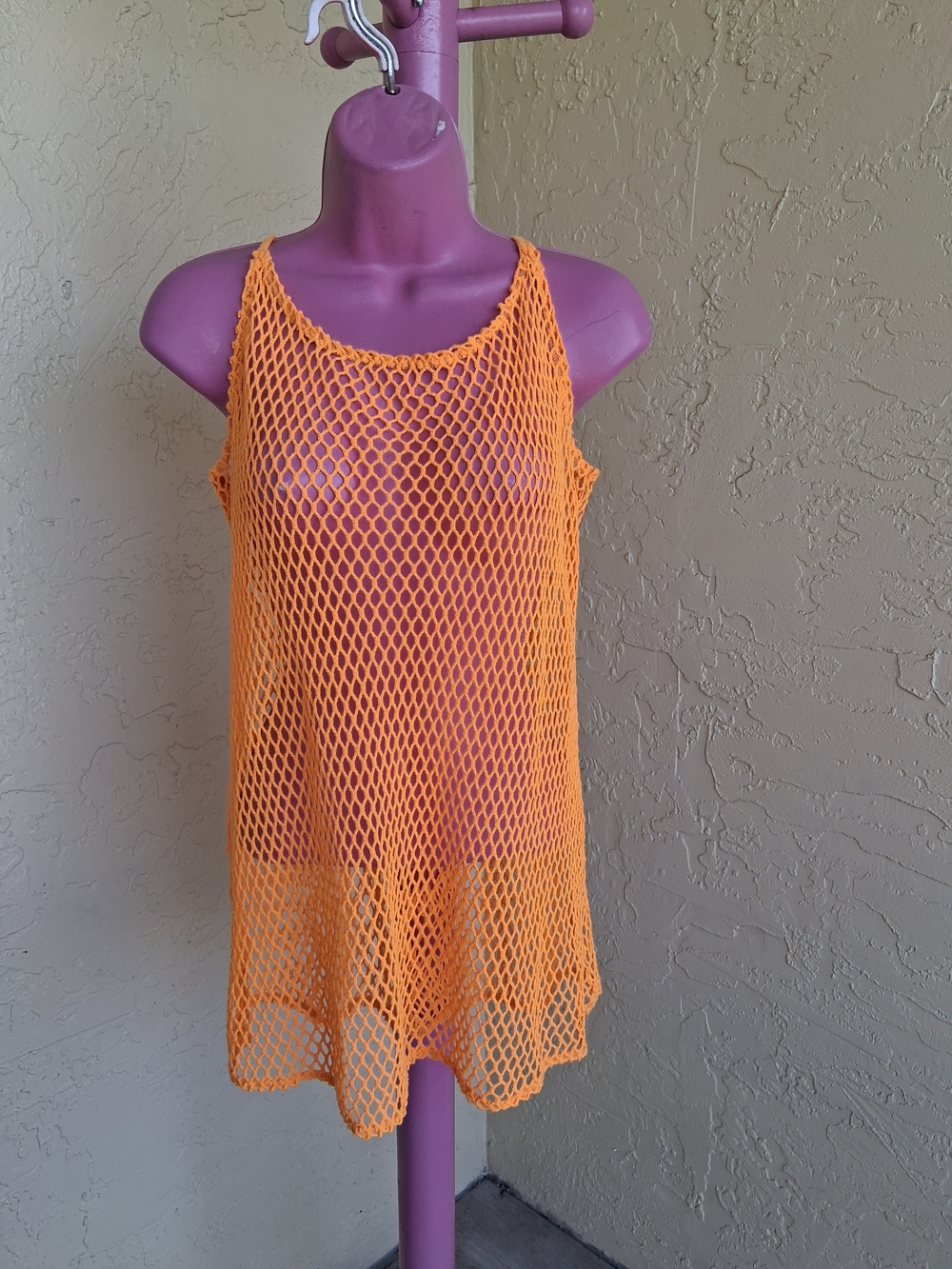 Wild Fable Neon Orange Fishnet Tank Top - Picture 2 of 11